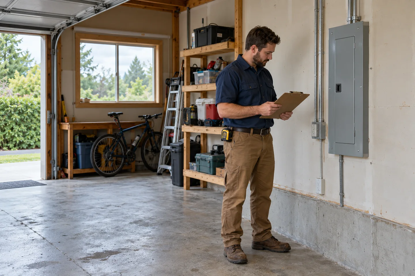 Residential electrical service and panel setting at a Washington home